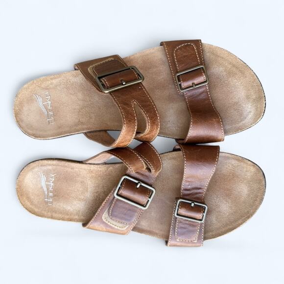 Dansko Rosie Double Strap Slide Comfort Sandals Brown Leather Women's size 39 - Picture 6 of 8